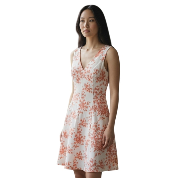 Tommy Hilfiger Dresses & Skirts - Tommy Hilfiger White and Orange Floral Dress Size 6